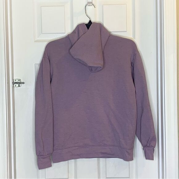 Madewell Pleat-Sleeve Shrunken Hoodie Sweatshirt Size XS Purple - Picture 5 of 9